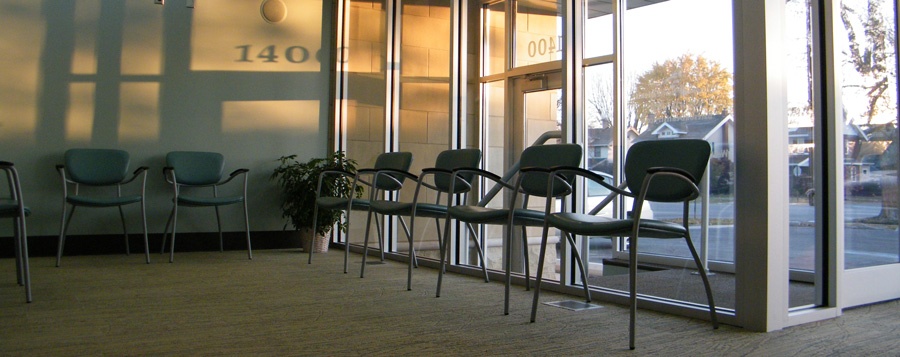 Dental Office Waiting Room Designed with class entryway