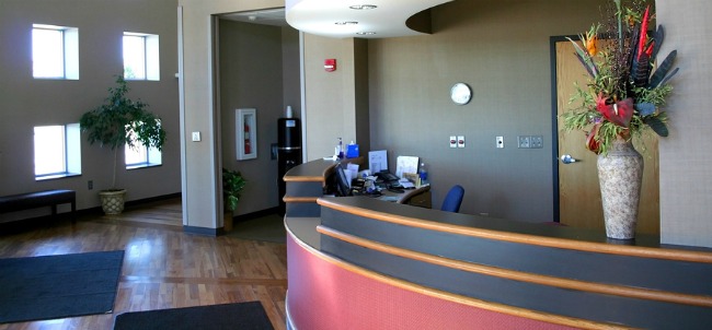 modern remodel dental reception intake waiting room area